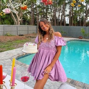 Free People Lavender Off-Shoulder Dress